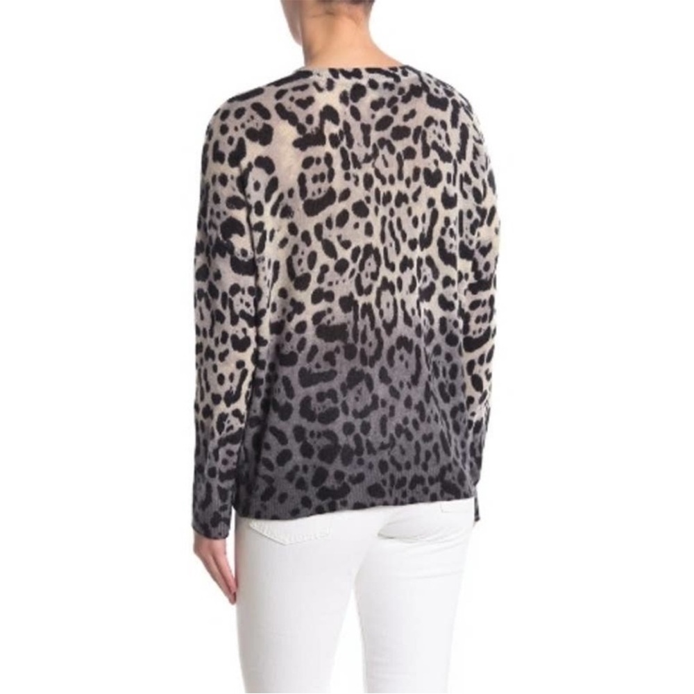 360 Cashmere Leopard Print Sweater medium grey black - Picture 2 of 5